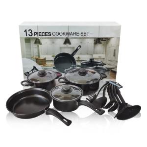 China Mordern Style 13 Piece Black Cast Iron Pan Set Non Stick Coating wholesale