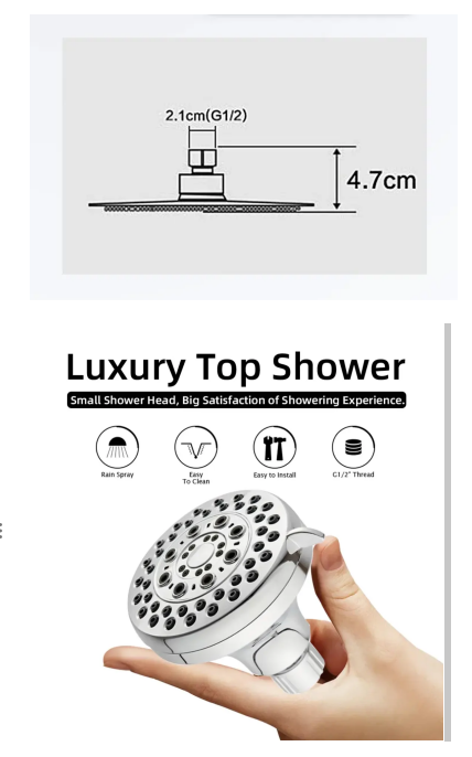 Chrome Finished Multi-Function Shower Head For High Pressure Water Saving In Bathroom