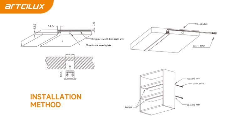 PMMA Shade Type Embedded Ultra-narrow Led Strip Furniture A220B