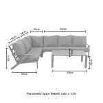 AJUNION Aluminum Frame Outdoor Corner Sofa Lounge Set Sectional Garden Furniture