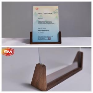 China High Definition Acrylic Photo Frame with Walnut Wood Base wholesale