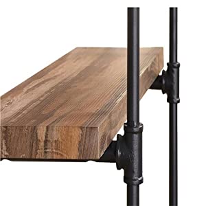 Rustic Industrial 5-Tier Pipe Shelf Brackets for Wall Mounting DIY Open Bookshelf Rack