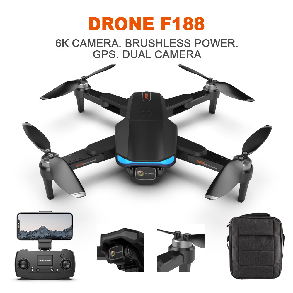 Folding 5G Brushless GPS Drone with 6K HD Camera and 90 Degree Dual Lens Remote Control