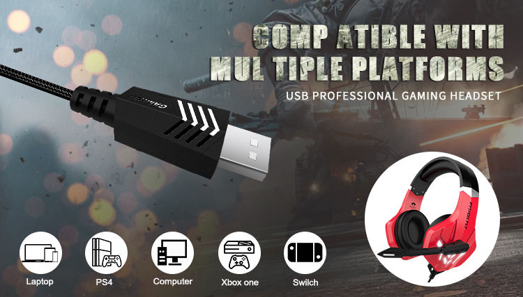 Rgb Usb Wired Gaming Headphones Stereo 7.1 Noise Reduction Over Ear For Cadeira Gamer