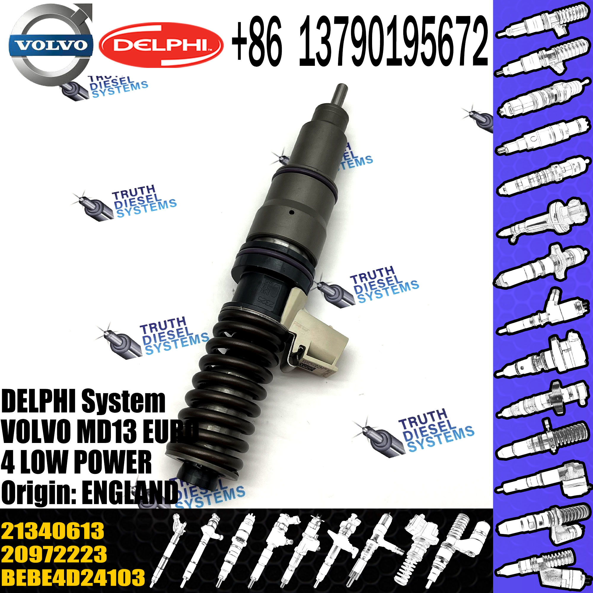 BEBE4D24003 High quality common rail diesel fuel injector 21340613 For VOL E3 EUI MD13