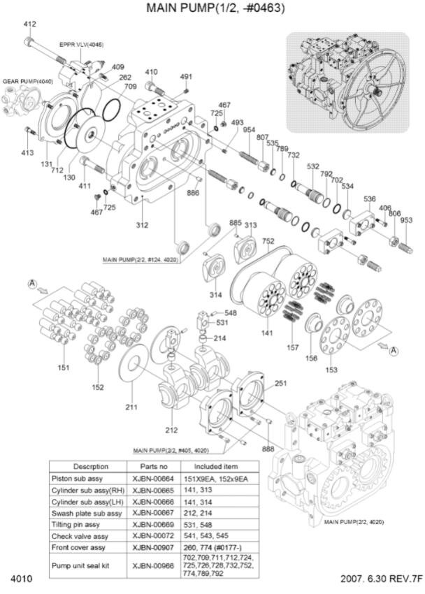R450-7 K5V200DPH Piston Hydraulic Pump Rebuild Kit JS330