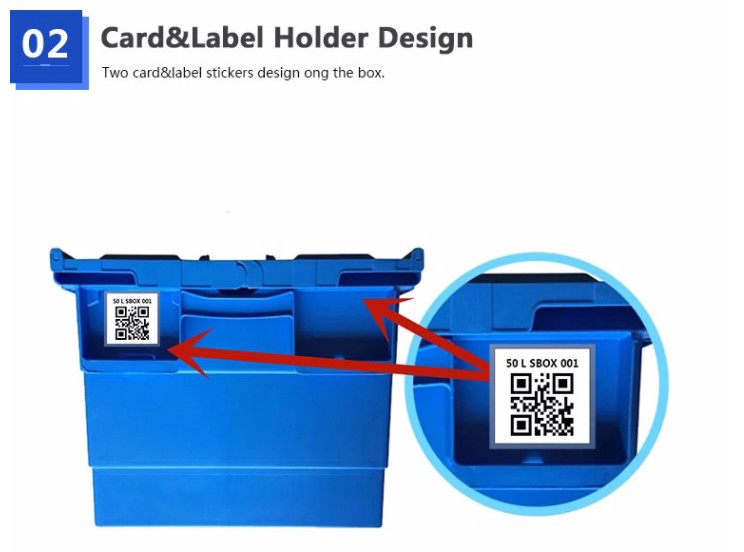 Logistics Movable Plastic Attached Lid Containers Customized Logo