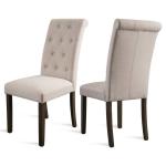 27.56lbs 39.17" H Beigh Fabric Dining Chair Sets Of 2 With Copper Nails