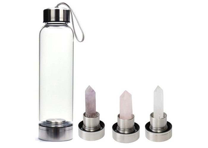 High Borosilicate Glass Drinking Bottles With Hexagonal Crystal Column