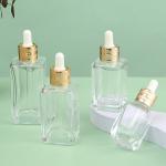 15ml 30ml 50ml Unique Green Square Glass Bottle Cosmetic Oil Glass Dropper