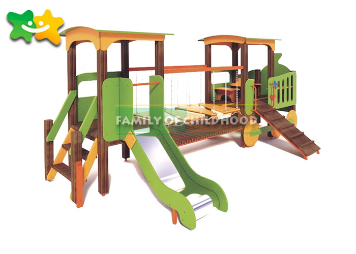 PE Board Wooden Playground Slide Security Oriented High Strength For Outdoor
