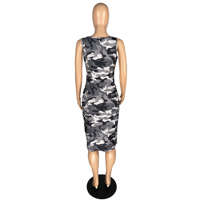 Close Fitting Slim Ladies Maxi Dress Tank Top Skirt Round Neck Sexy