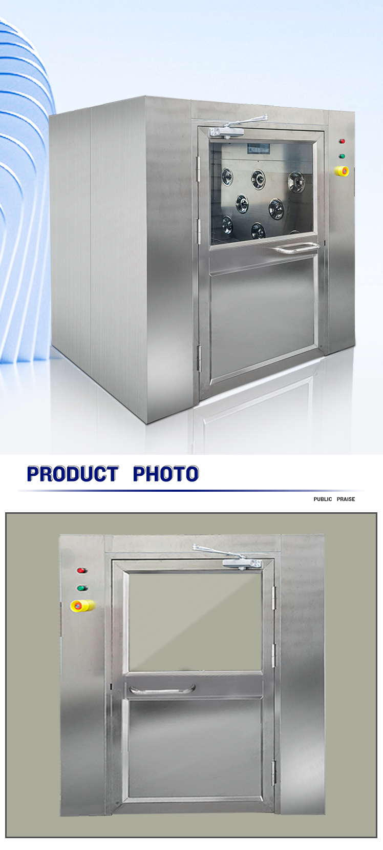 Oversized Floor To Ceiling Air Shower Cargo SS Air Shower Double Sliding Doors