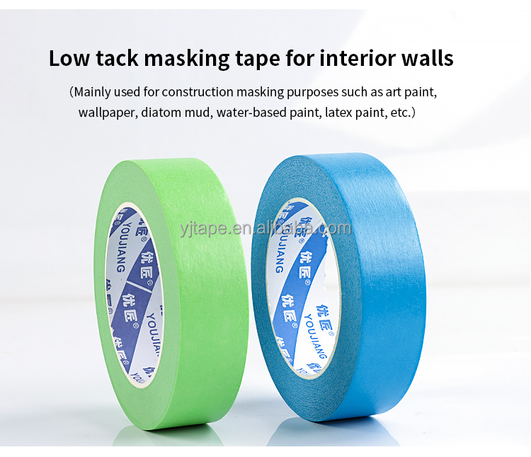 High Tack Crepe Natural Rubber Wall Decoration Painting Masking Tape Heat Resistant Custom