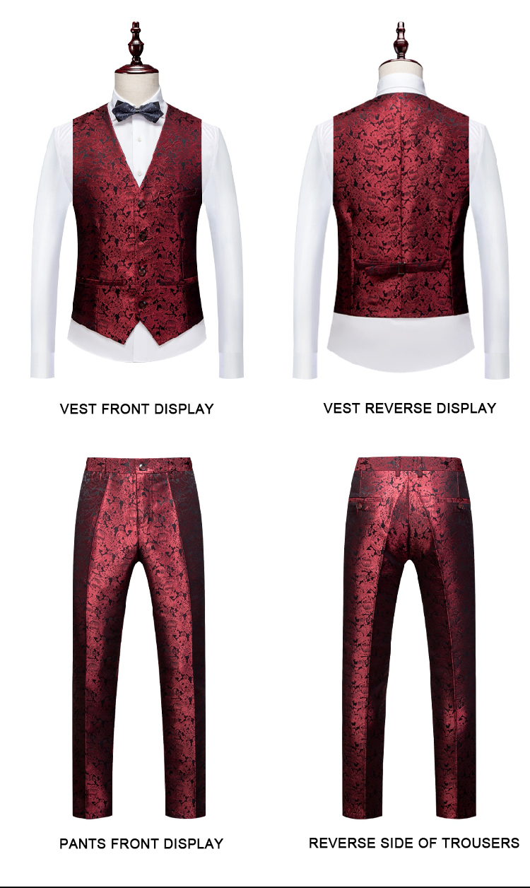 Customizable Red Men's Suit with Silk screen Printing Methods and Slim Fit Gender Men