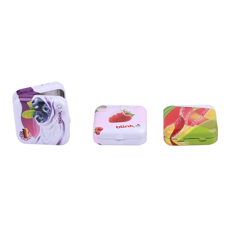 Small Square Tin Box with Lid Printed Metal Storage Boxes for Mints Tin Food Containers