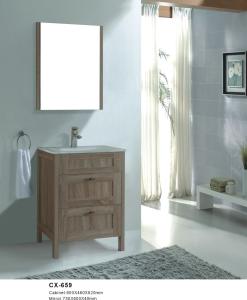China 60cm Wide Floor Mounted Bathroom Cabinets Wood Grain Color With Marble Countertop wholesale