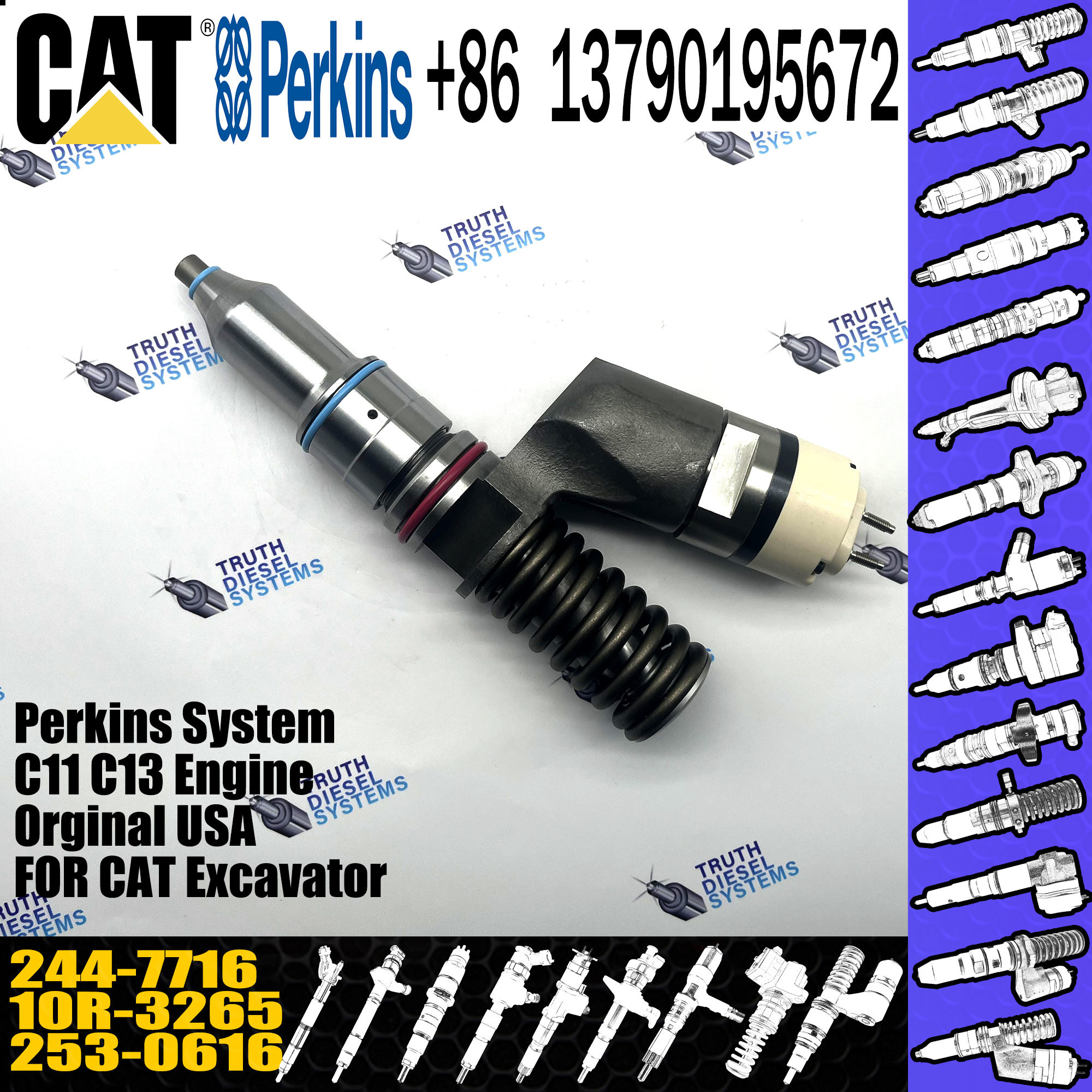 Diesel 3406E Engine Injector 253-0619 10R-7232 239-4908 239-4908 For Caterpillar Common Rail