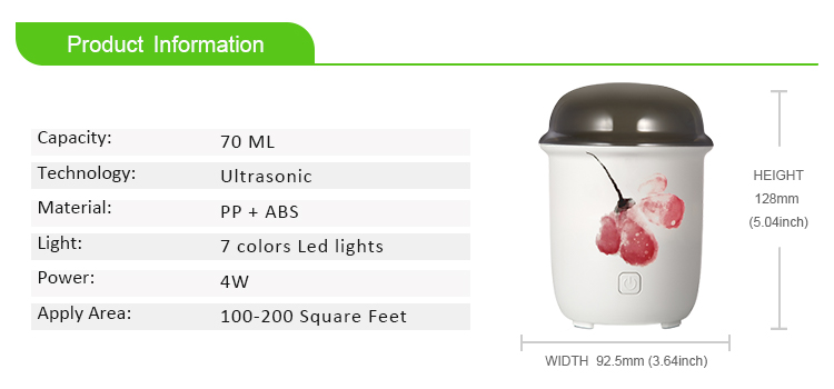 Small Cup Shaped 3MHZ 70ML Electronic Aroma Diffuser