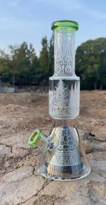 China Overstock 14 Inches Glass Water Pipe With Colored Glass Ball DAB Rig Glass Pipe wholesale