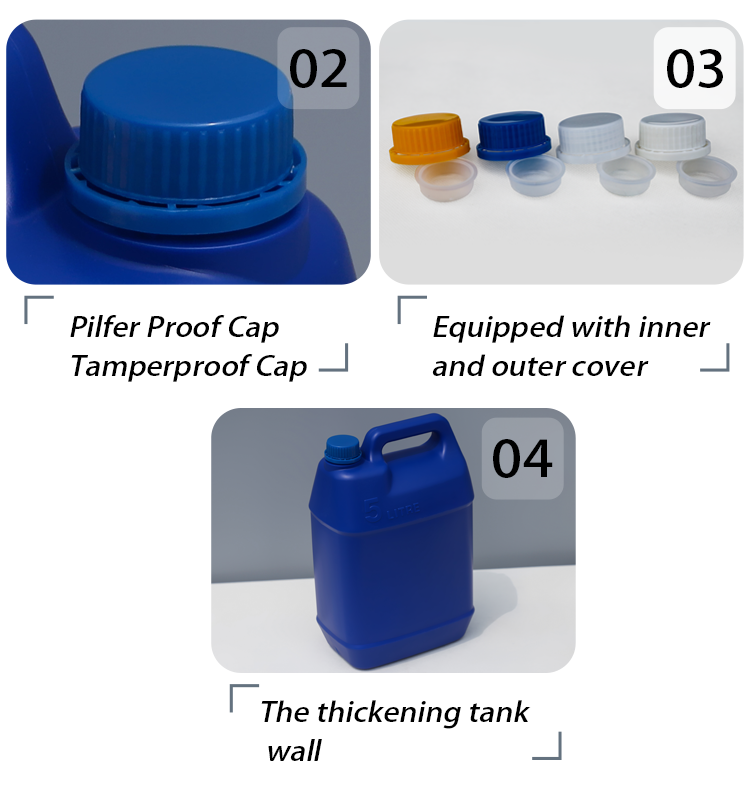 Electronic Chemicals Plastic Bottle With Handle 5L Plastic Jerry Can Leakproof