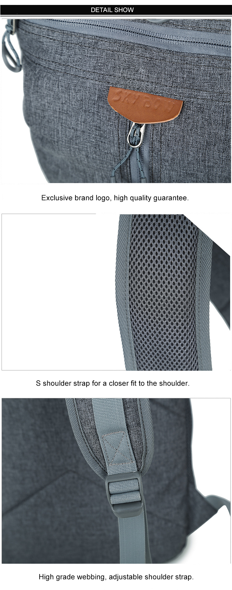 Soft Handle Modern Mens Backpack Waterproof Travel Bags Interior Zipper Pocket