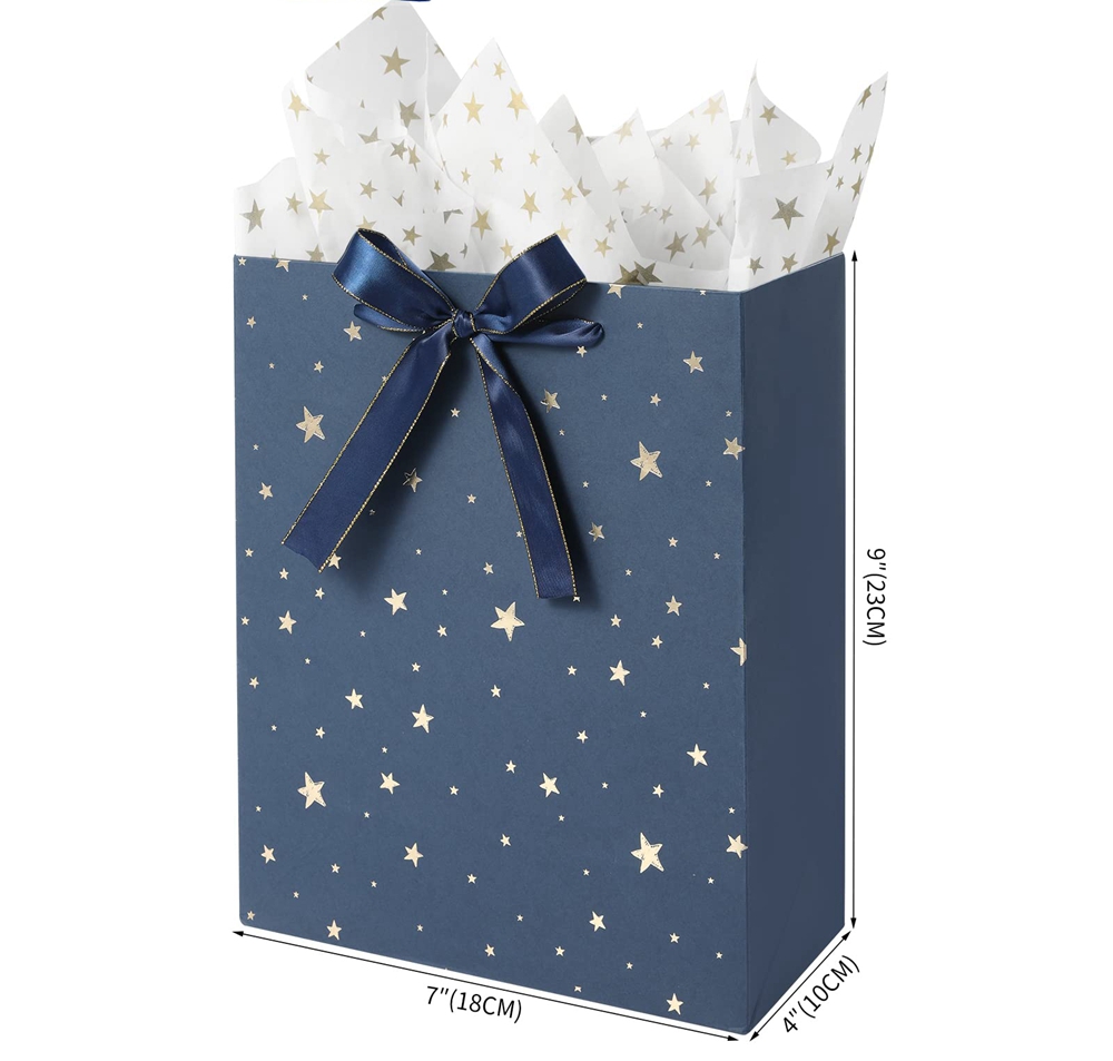 Custom Beautiful Boutique Jewelry Gift Packaging Shopping Tote Paper Bags With Bowknot