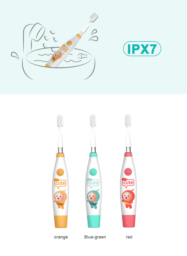 Kids IPX7 Oral Care Electric Toothbrush Battery Powered With Dupont Nylon Bristle