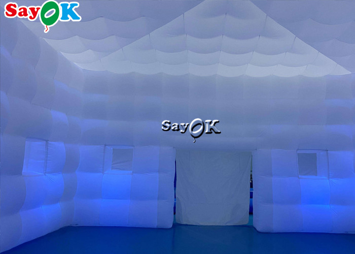 Outdoor PVC Coated Giant LED Cube Inflatable Air Tent With Blower Custom Size