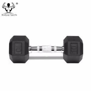 China Gym Crossfit Black Rubber Hex Dumbbell for Workouts wholesale