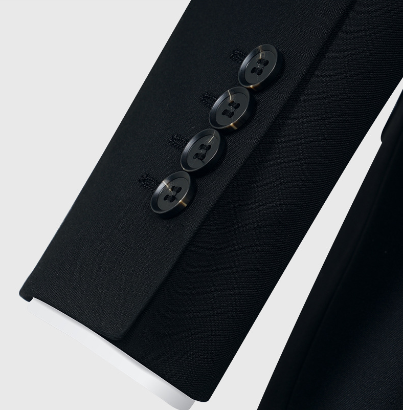 Adults Standard Size Black Wool Business Two-piece Suit for Men's Wedding Groomsman