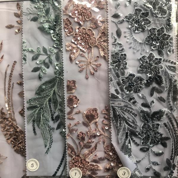 Easily Customizable Luxury 3D Flowers Beaded Embroidery Lace Fabric for Women's Clothing Dance Dresses