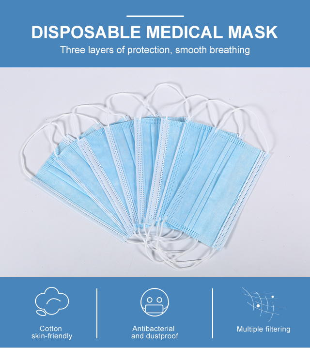 3 layer disposable face mask medical faces mask with earloops