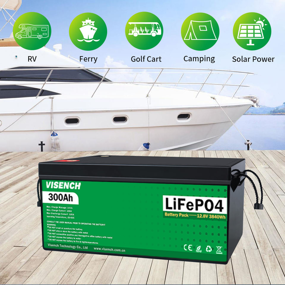 Visench Rechargeable Lithium Ion Batteries 12V 300Ah LiFePO4 Battery Pack