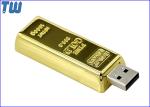 Shinning Golden Brick 16GB USB Stick Slip Button Laser Logo Engraved