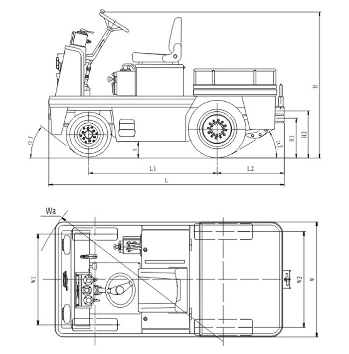 Electric 10 Ton Explosion Proof Forklift With Innovated Tractor 2485mm Overall Length