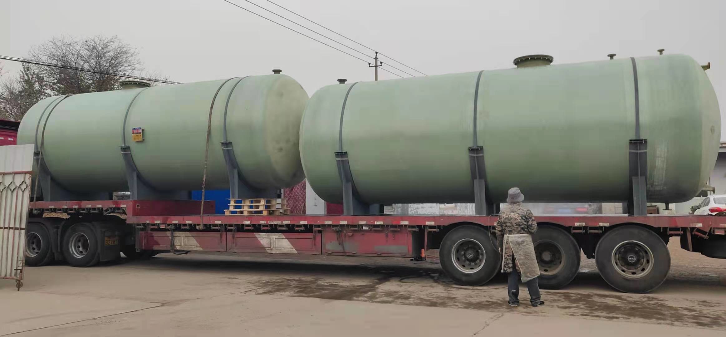 FRP Chemical Liquid Mixing Tank 6CBM Cylindrical Biogas Septic Tank