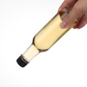 China 12 Oz Ring Neck Hot Chili Sauce Glass Bottles With Black Plastic Lid For Bbq Sauces wholesale