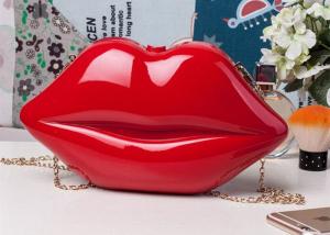 China Trendy Stylish Adorable Makeup Acrylic Clutch Bag Lip Shaped As Cosmetic Bag wholesale