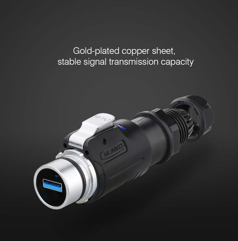 USB Plug Male Female USB3.0 Panel Mount Wall Mount Receptacle Dust Cover Waterproof IP68 LP24 Outdoor USB Connector