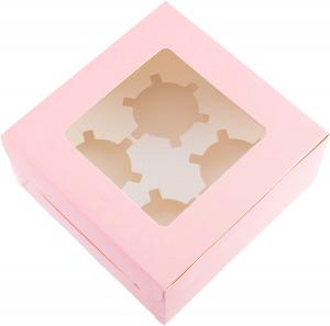 China Clear Window Pink Paper Cupcake Cardboard Cake Boxes on sale