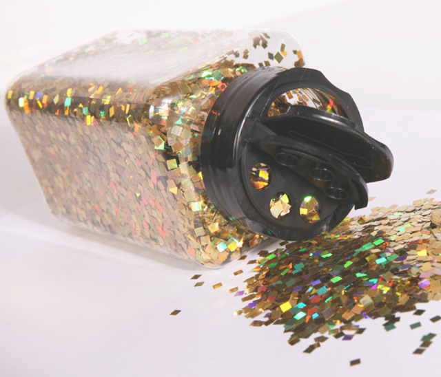 1oz 2oz 3oz 5oz Glitter Containers with Black Lid Sifter and Open Cap Print Method 1 color Shakers