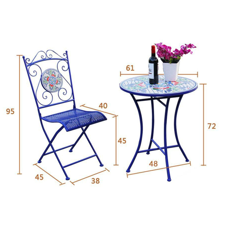 European Outdoor Bistro Set for Balcony Small Three-Piece Table And Chair Garden
