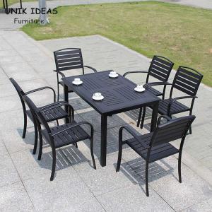 China Patio Garden Furniture Black Waterproof Outdoor Dining Table D80xL120xH73CM wholesale