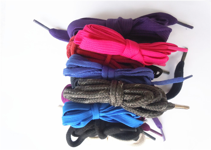 Nylon Waxed Flat Shoe Laces with Plastic Tips , High Tenacity