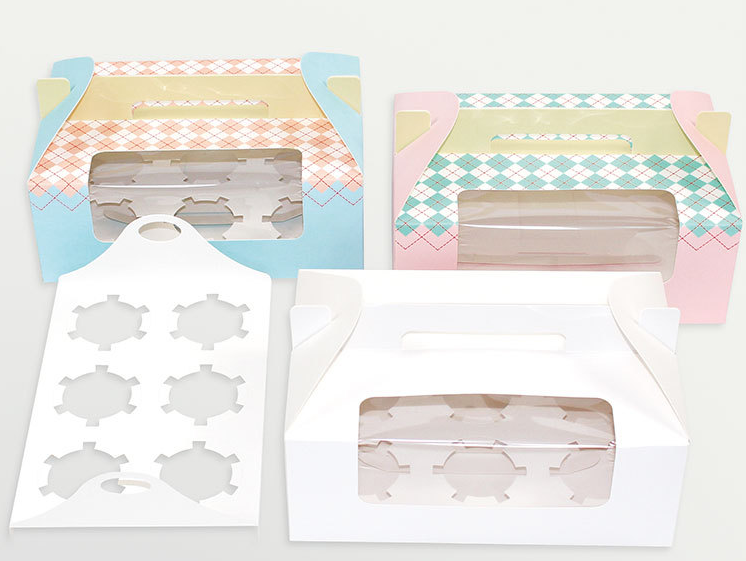 Custom Logo Printing Cupcake Paper Sweet Box With Clear Display Window