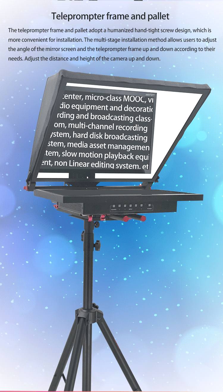 24 inch Single Screen Wireless Remoter Tripod Broadcasting Announcer Teleprompter for Live Stream