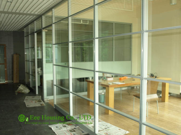 Aluminum Frame Fixed Glass Partition, Powder Coating Finished