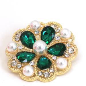 China Golden round pearl brooch , womens brooch pins Petal Shape 4.8cm Size wholesale