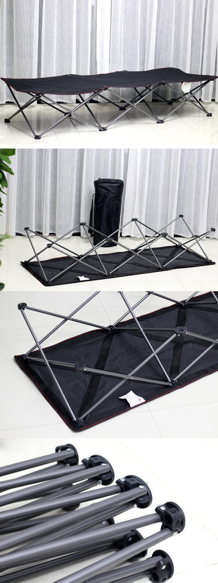 Ultralight Collapsible Portable Folding Camping Bed for Adult NO Inflatable Metal Fabric